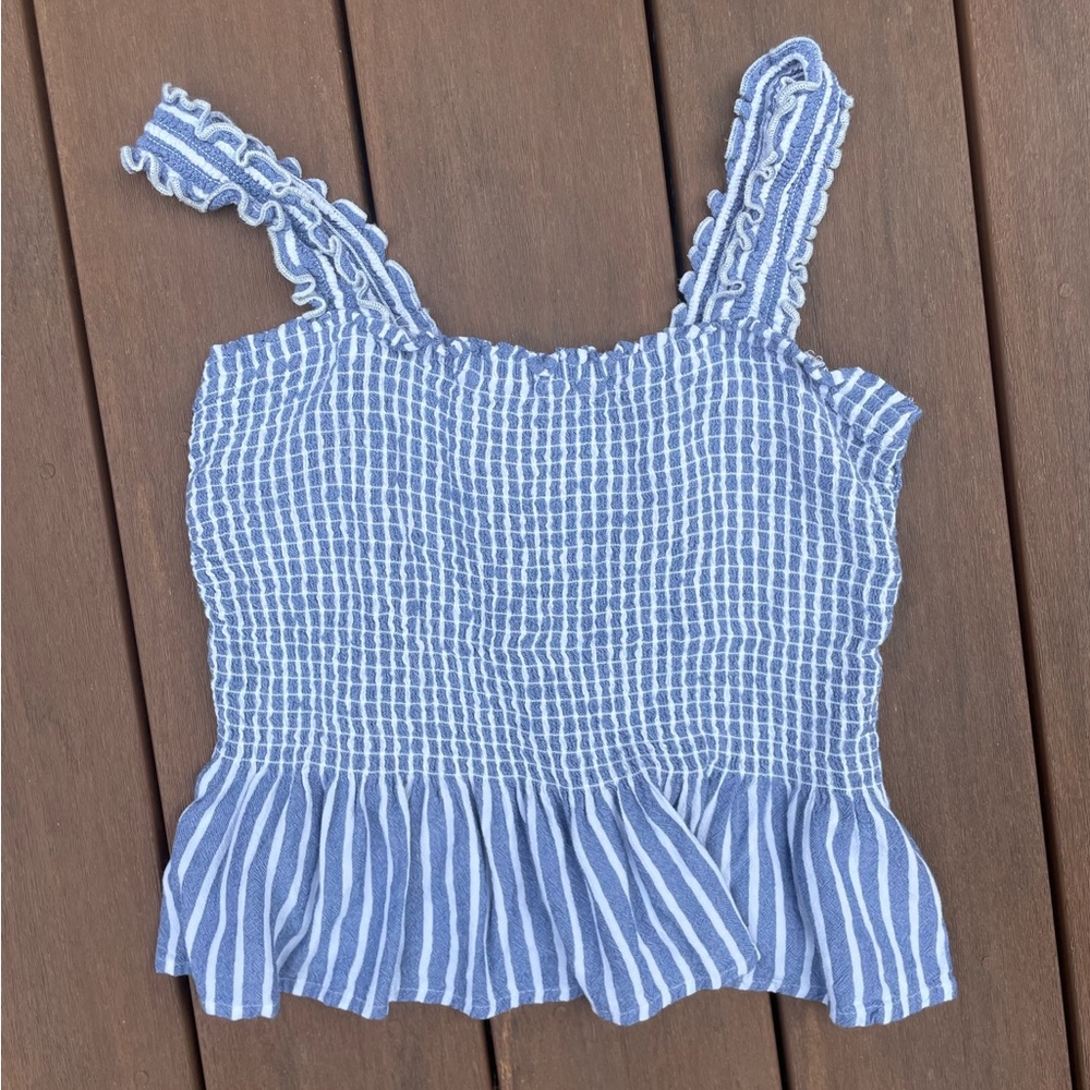 Hollister blue and white striped tank top